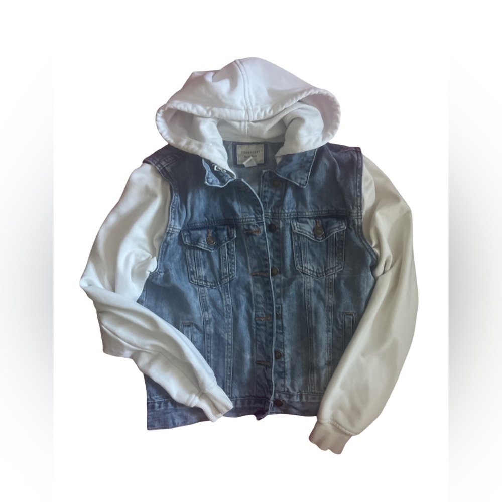 Forever 21 Jean jacket with hoodie size Small